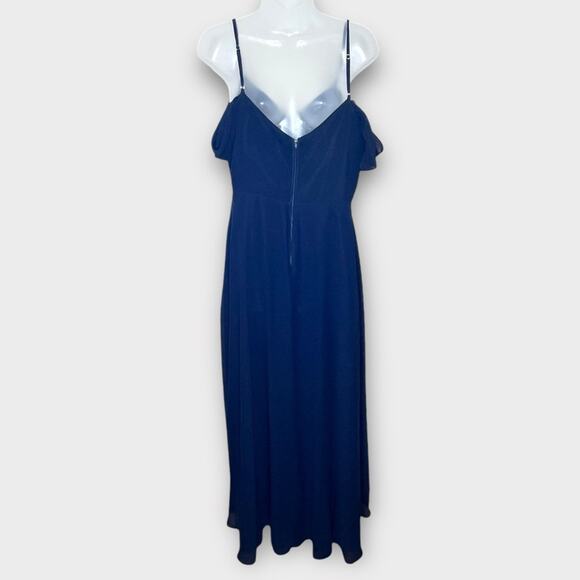 BIRDY GREY Devin Convertible Maxi Formal Bridesmaid Dress Chiffon Navy Sz Large - Picture 3 of 7